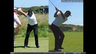 Jon Rahm golf swing  Long Iron faceon amp downtheline July 2017 [upl. by Pharaoh]