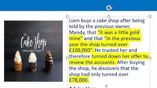 How to apply misrepresentation Liam cupcake scenario [upl. by Carling]