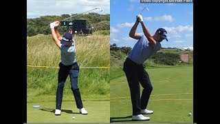 Justin Thomas golf swing  Long Iron faceon amp downtheline July 2017 [upl. by Collis556]