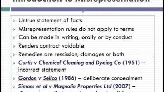 Misrepresentation Lecture 1 of 4 [upl. by Annaet448]